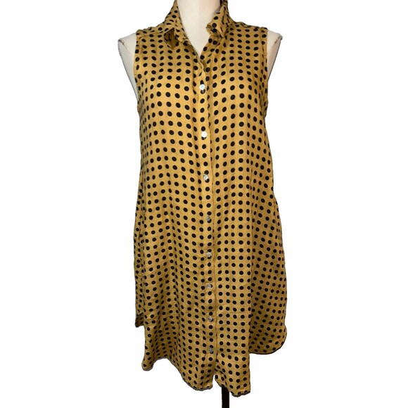 Rosemarine Made in Italy Women’s Linen Polka Dot Shirt Dress size M Sleeveless - Picture 1 of 8